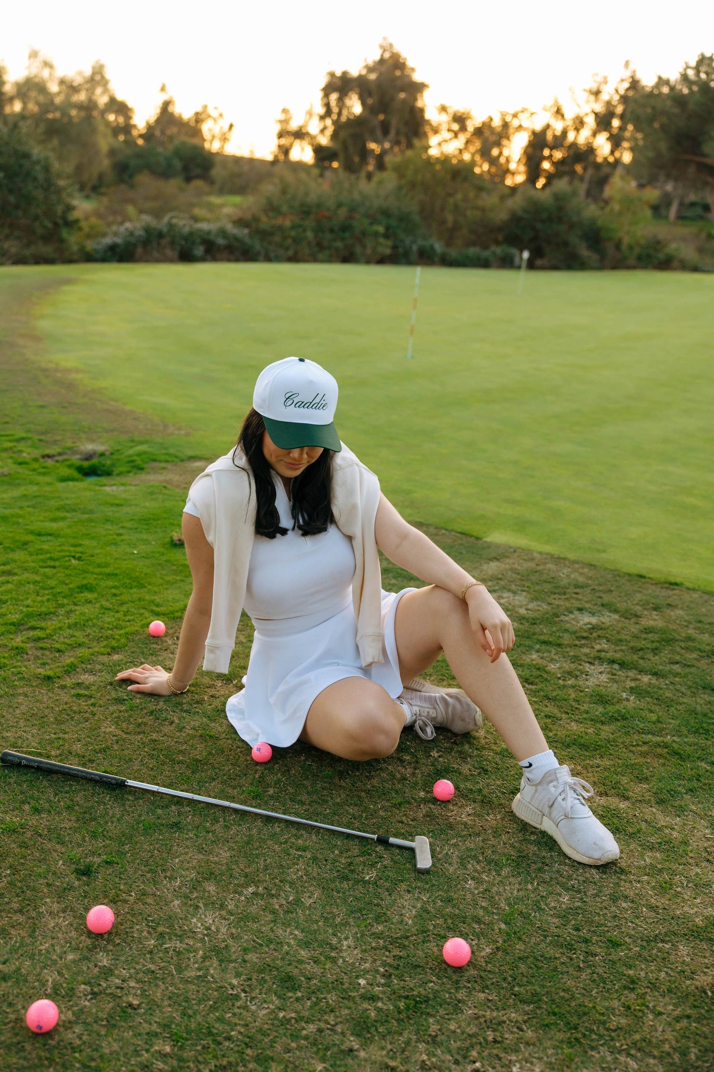 Ruby Moon - Caddie Hat: Dark Green/White