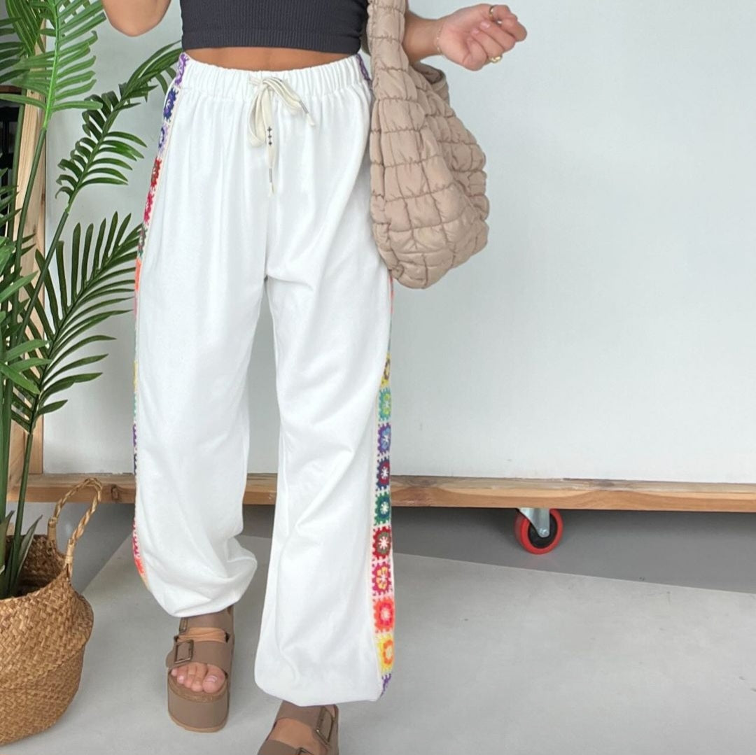 Izzy Crochet Joggers Cream