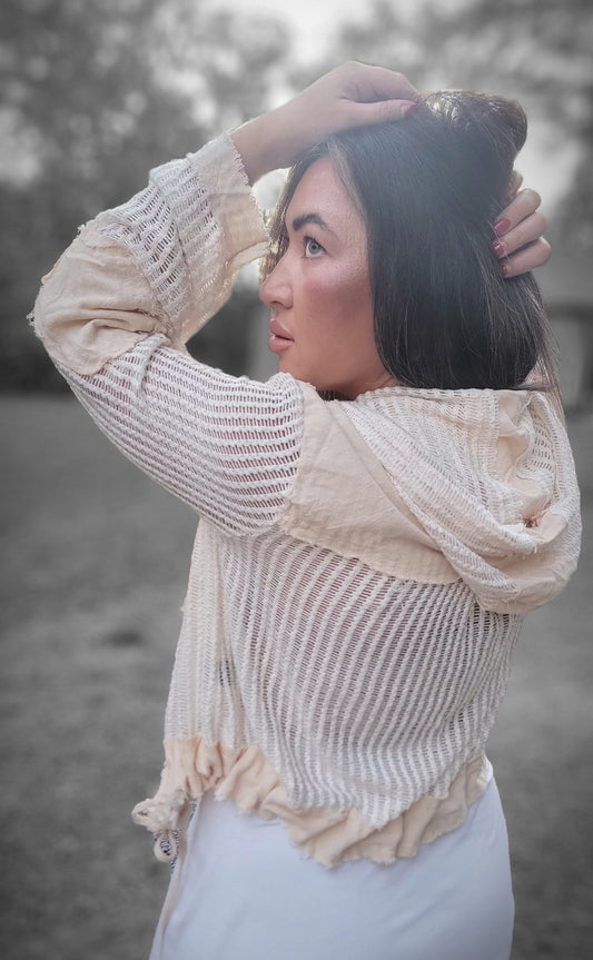 Quinn Crochet Button Down Hoodie