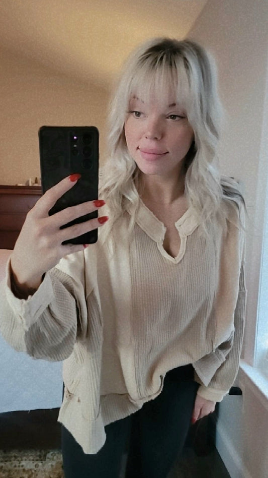 Gia Waffle Colorblock Top