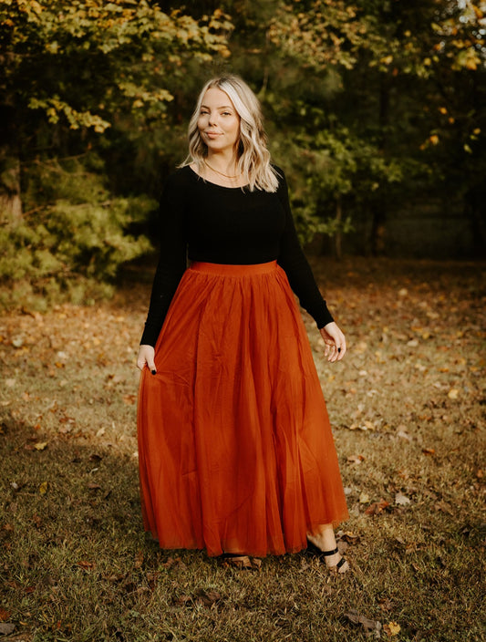 The Ally Tulle Skirt in Rust