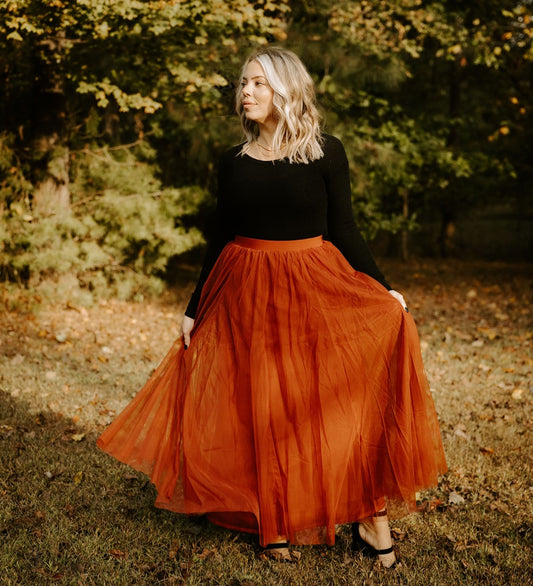 The Ally Tulle Skirt in Rust